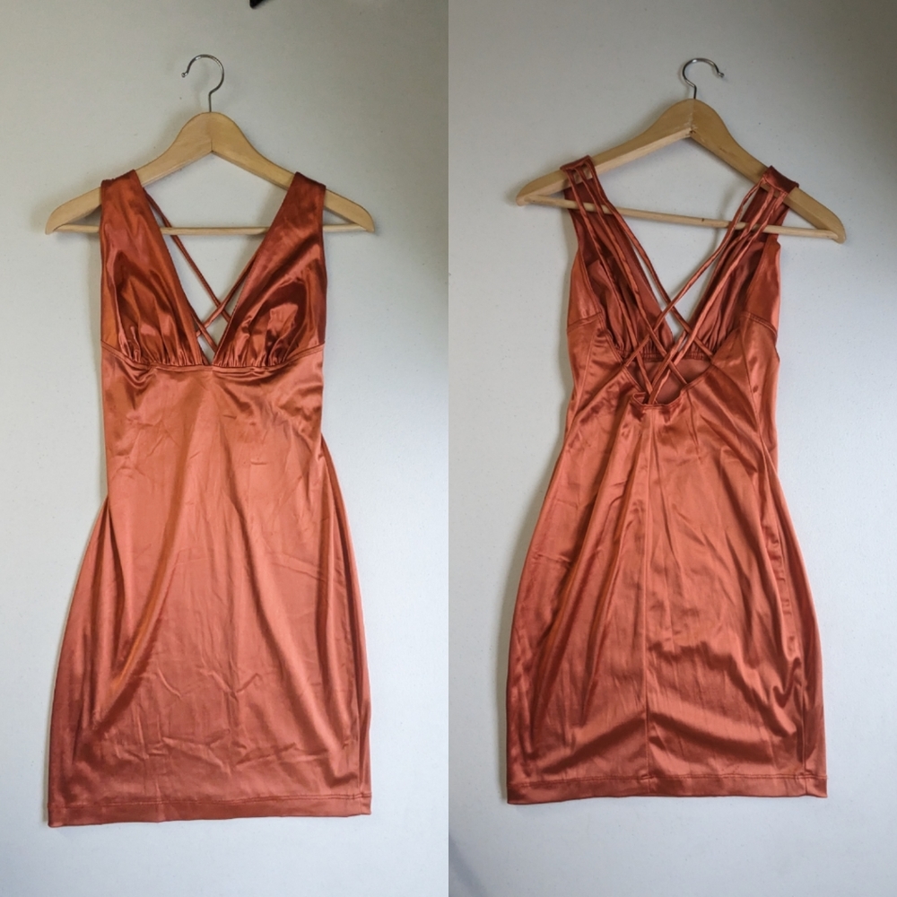 Vintage Y2K Orange mini dress Michi by boule de neige L (runs small)